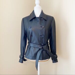 Tibor Leathers Double Breasted Belted Jacket - S